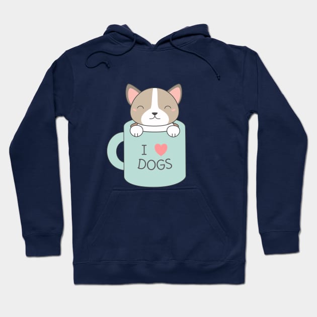 Kawaii and cute I love dogs t-shirt Hoodie by happinessinatee